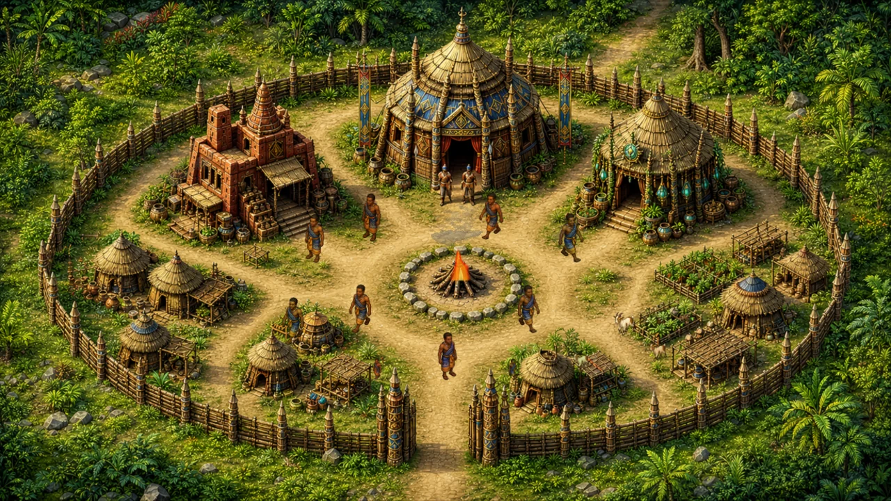 The Kraal village captured in-game